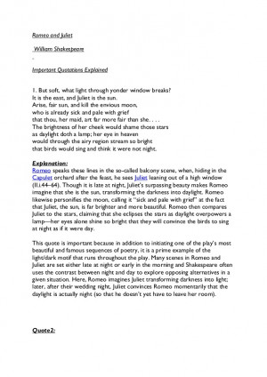 Romeo & juliet important quotes explained