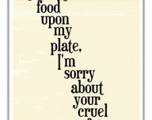 ... Quote Wall Decor. Eating Yummy Food Mini Poster. Cream & Black Word