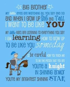 Big Brother Poem Saying Quote with Knight Instant Download Printable ...