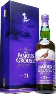 ... Famous Grouse 21 Year Old Blended Malt Scotch Whisky, Scotland label