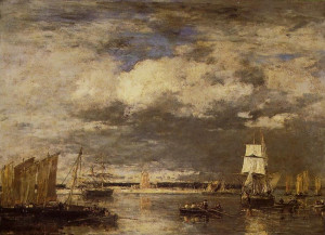 Eugène BOUDIN «Le Port de Camaret par ciel d'orage»