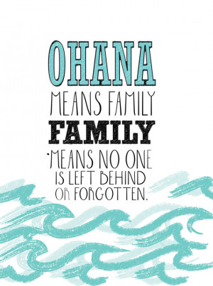Lilo and stitch inspirational quote poster... ohana.. digital file