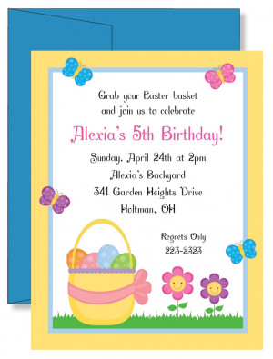 Image of Easter Basket & Flowers Invitations - 2 Designs
