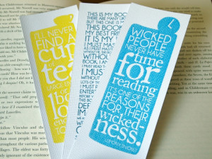 Bookmarks Typographic Quotes Reading, Authors and Film