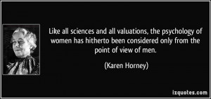 ... been considered only from the point of view of men. - Karen Horney