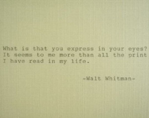 WALT WHITMAN Letterpress Typed Quote Love Poem Walt Whitman Quote Hand ...