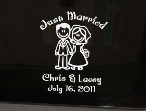 Catalog > Bride and Groom Stick People, Vinyl Decal