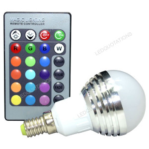 E14 Base 3W RGB LED Color Changeable Light Bulb Lamp with Remote ...