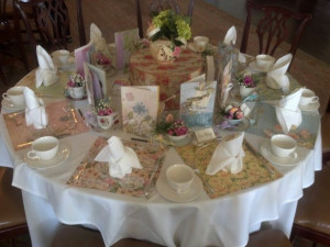 Bridal shower tea party. Using scrapbook paper for placemats and tea ...