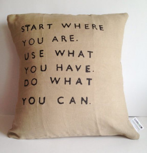 Quote Pillow Handstamped Linen Inspirational Quote by CasaAndCo, p