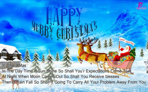 Wishes Quote Card of Happy Merry Christmas With Greetings Picture