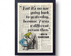 ... Quote Dictionary Print, Alice in Wonderland Wall Decor, I can't go
