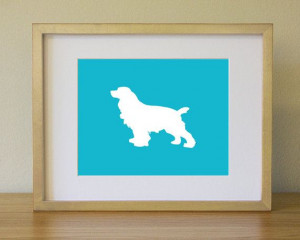 Cocker Spaniel Dog Silhouette in Yellow Background. by Artualized, $17 ...