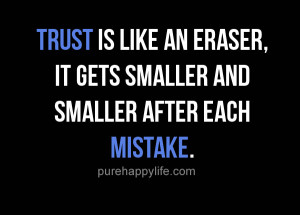 Life Quote: Trust is like an eraser, it gets smaller and…