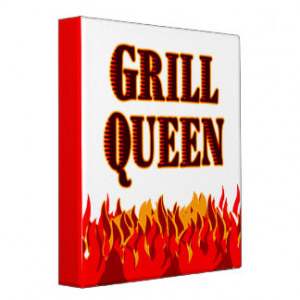 Grill Queen Red Flames BBQ Saying Binder
