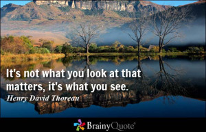 ... you look at that matters, it's what you see. - Henry David Thoreau