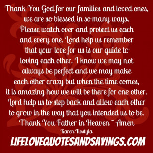 Love Quotes Thank You God For Our Families And Loved Ones: Love Quotes ...
