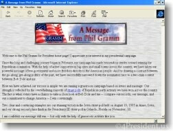 Phil Gramm 1996 Website Welcome