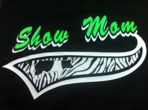 Show Mom tshirt with Lime green print, white outline, and zebra swoosh ...