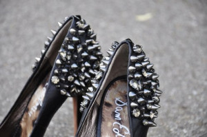 black, fashion, heels, shoes, studs