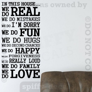 IN THIS HOUSE FAMILY WE DO LOVE FUN REAL Quote Vinyl Wall Decal Decor ...
