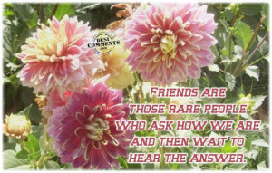 Friends are those rare people,Who Ask How We Are And Then Wait to Hear ...