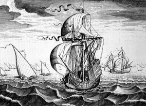 merchant vessel commandeered for the Armada: print by Peter Brueghel ...