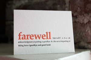 goodbye and good luck. letterpress definition card