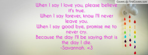... you.When I say good bye, promise me to never cry.Because the day I'll