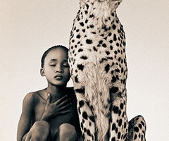leopard & african child