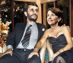 Nancy Pelosi smiles with Ahmadinejad