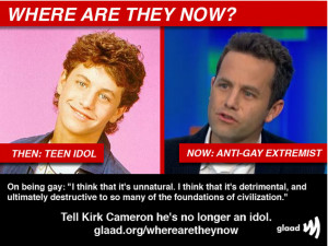 ... homosexual activist group GLAAD smears Kirk Cameron as 