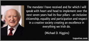 The mandate I have received and for which I will speak with heart and ...