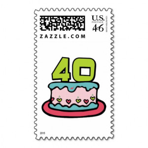 zazzle.com40 Year Old Birthday Cake Stamps from Zazzle