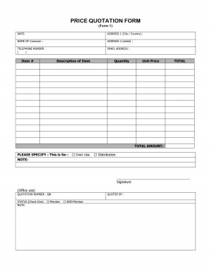 PRICE QUOTATION FORM - DOC