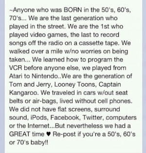 Anyone Born in the 50's, 60's, or 70's Will Like This