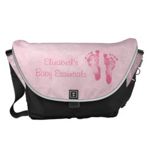 Cute Baby Girl Footprints Diaper Bag With Name Courier Bags