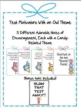 Test Encouragement Notes - Candy Theme With Owls