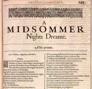 First page of A Midsummer Night's Dream, from the first folio. 1623 ...