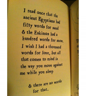 wish I had a thousand words for love, but all that comes to mind is ...