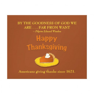 Happy Thanksgiving Pilgrim Quote Art Canvas Stretched Canvas Print