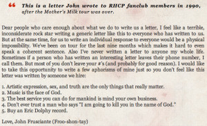 Red Hot Chili Peppers - John Frusciante Handwritten “Band Statement ...