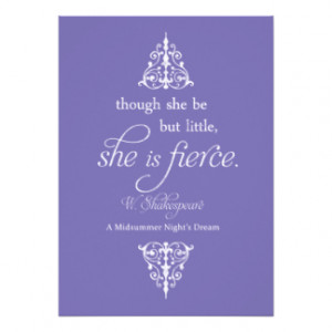Shakespeare Quote: She is Fierce - CHOOSE COLOR 5x7 Paper Invitation ...