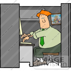 ... typing away in his office cubicle at work. [0012-0708-2818-4946] by