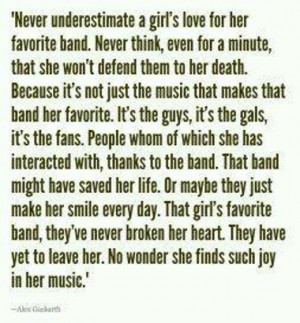 Alex Gaskarth girl's love for her favorite band quote