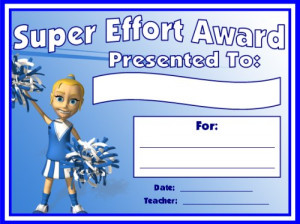 Super Star Award Certificate Printable Super effort award certificate