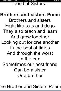 Brothers and sisters fight like cats and dogs but they always get ...