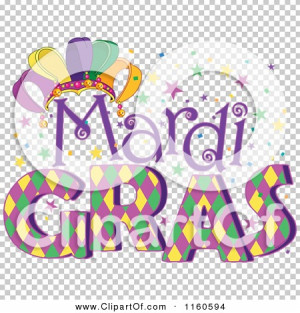 ... Gras Text with a Jester Hat and Stars - Royalty Free Vector Clipart