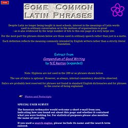 Common Latin Phrases. Photos and Postscripts The honorary webmaster ...