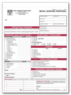 Free Printable Roofing Proposal Form
